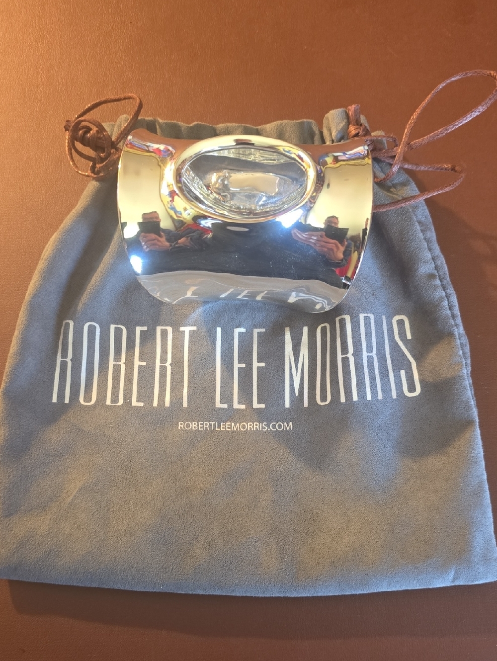 Robert Lee Morris Silver Polished Oval-Accent Gladaitor Cuff Bracelet